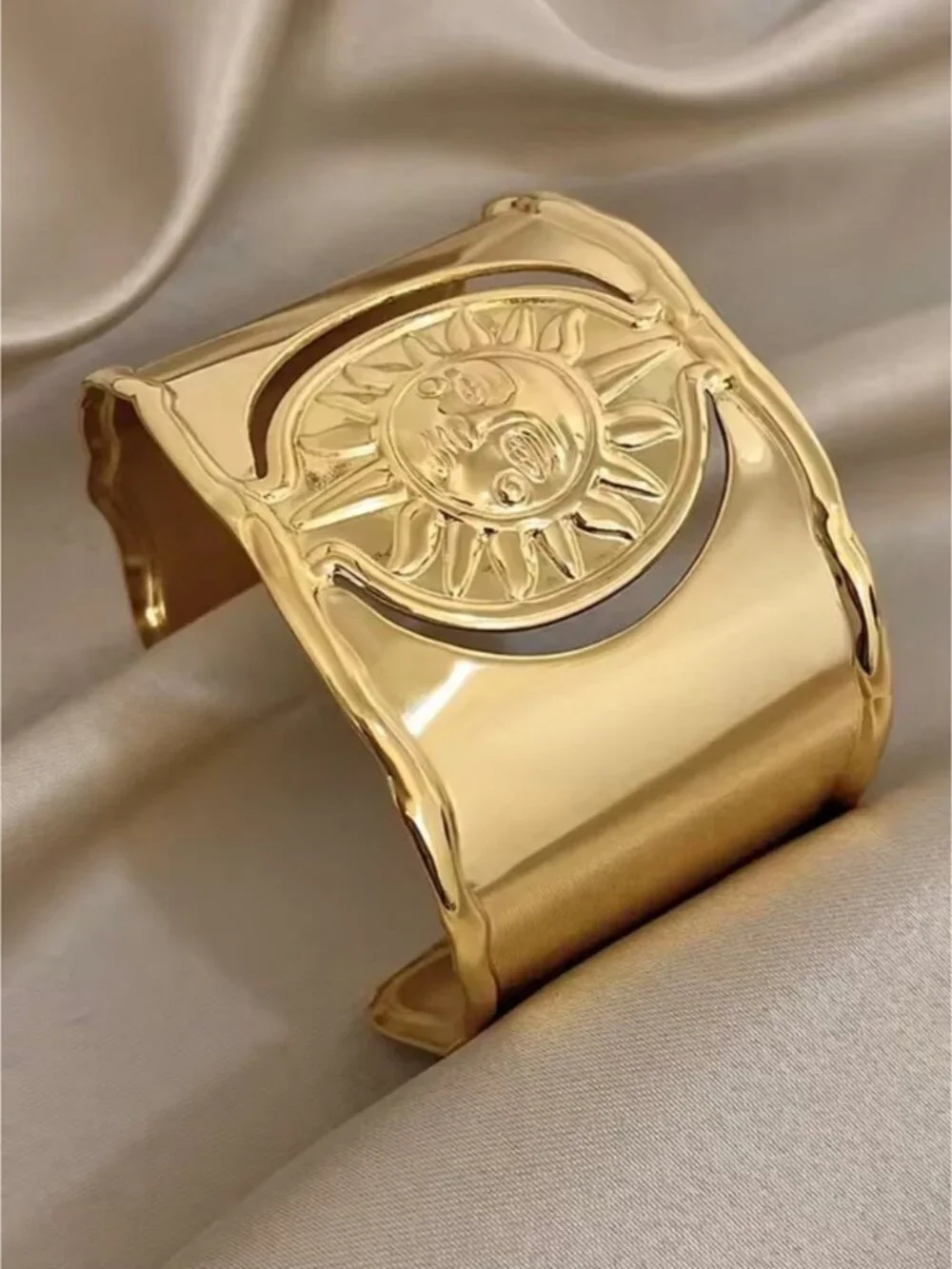 Gold Sun & Moon Cuff Bracelet